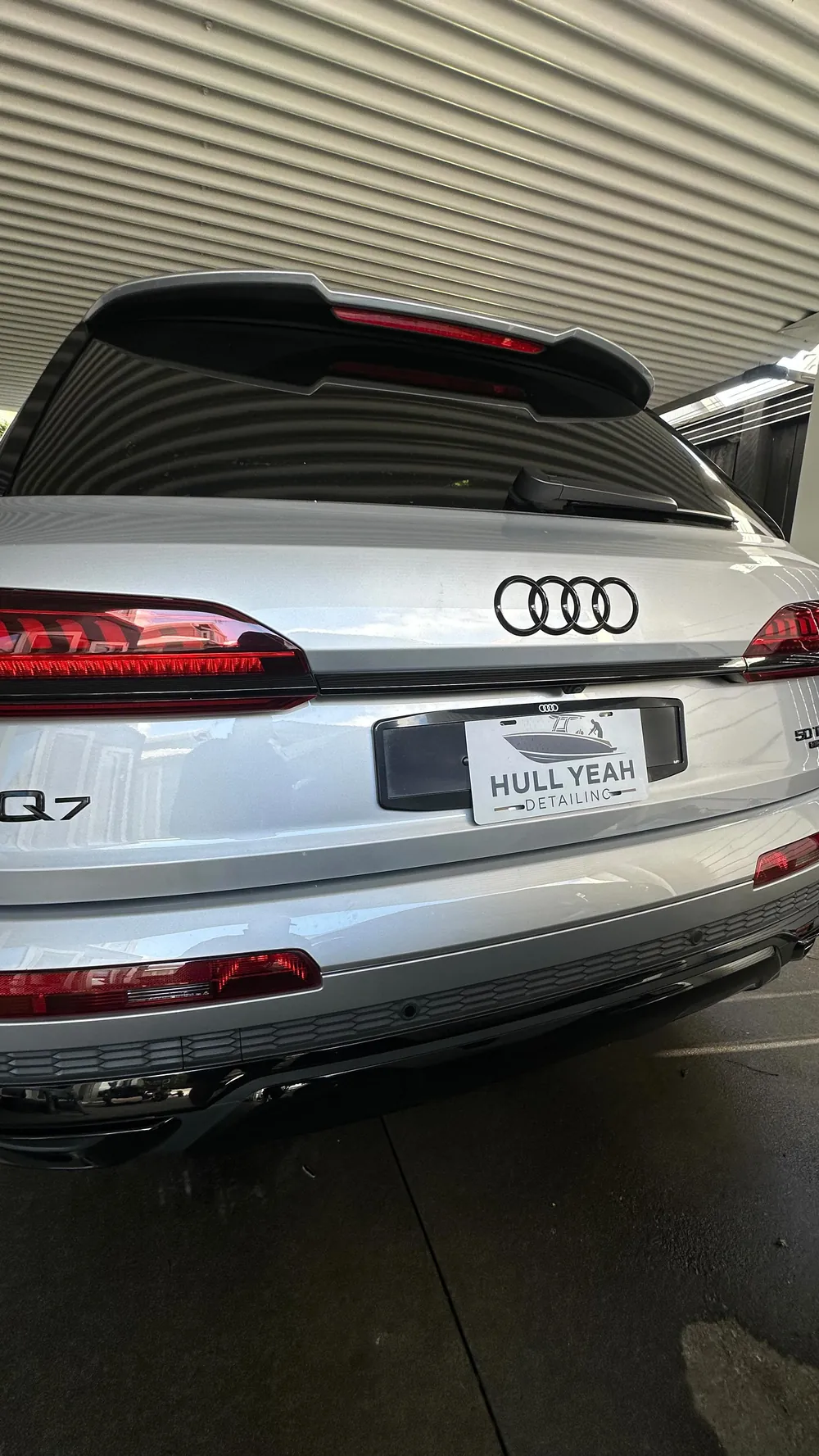 White Audi Q7 rear after exterior detail